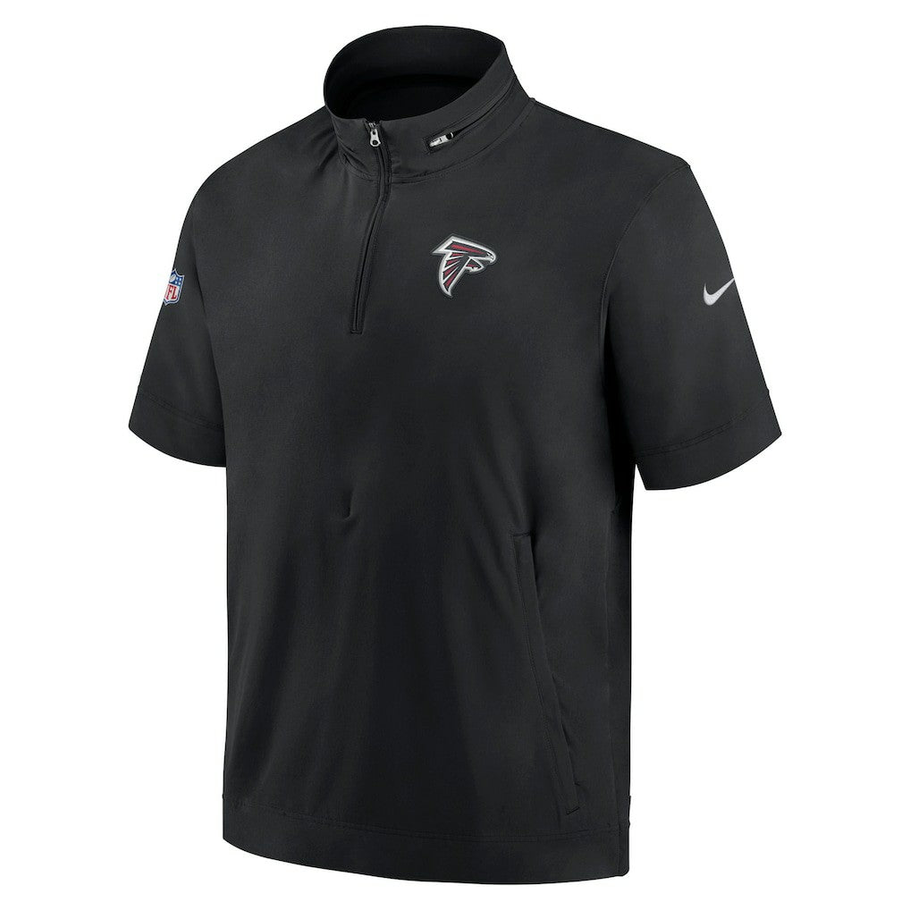 Atlanta Falcons Sideline Coach Short Sleeve Hoodie Quarter-Zip Jacket - Black | Nike on sale