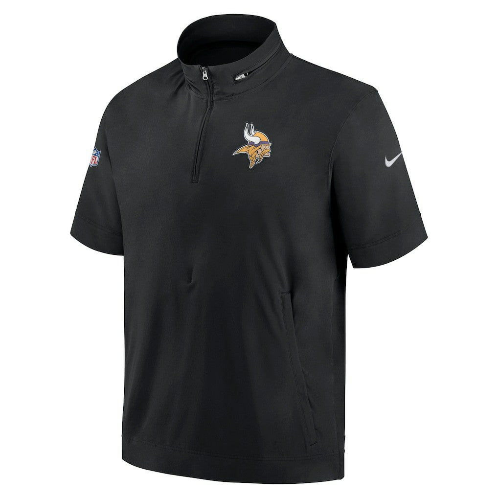 Minnesota Vikings Sideline Coach Short Sleeve Hoodie Quarter-Zip Jacket - Black | Nike outlet