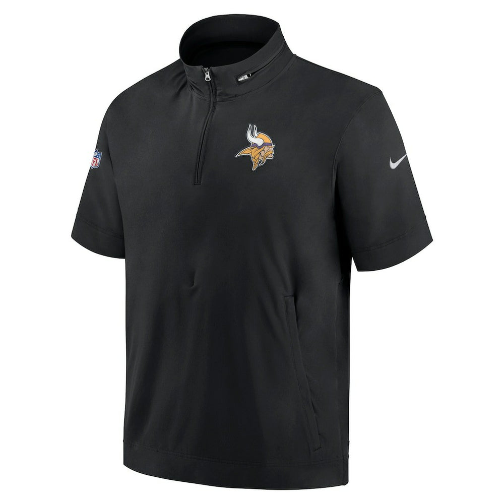 Minnesota Vikings Sideline Coach Short Sleeve Hoodie Quarter-Zip Jacket - Black | Nike outlet