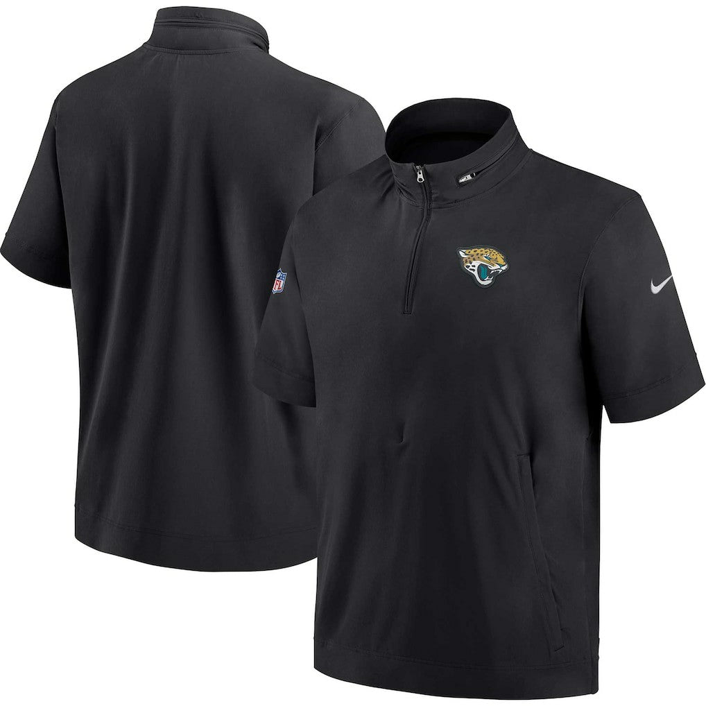 Jacksonville Jaguars Sideline Coach Short Sleeve Hoodie Quarter-Zip Jacket - Black | Nike outlet