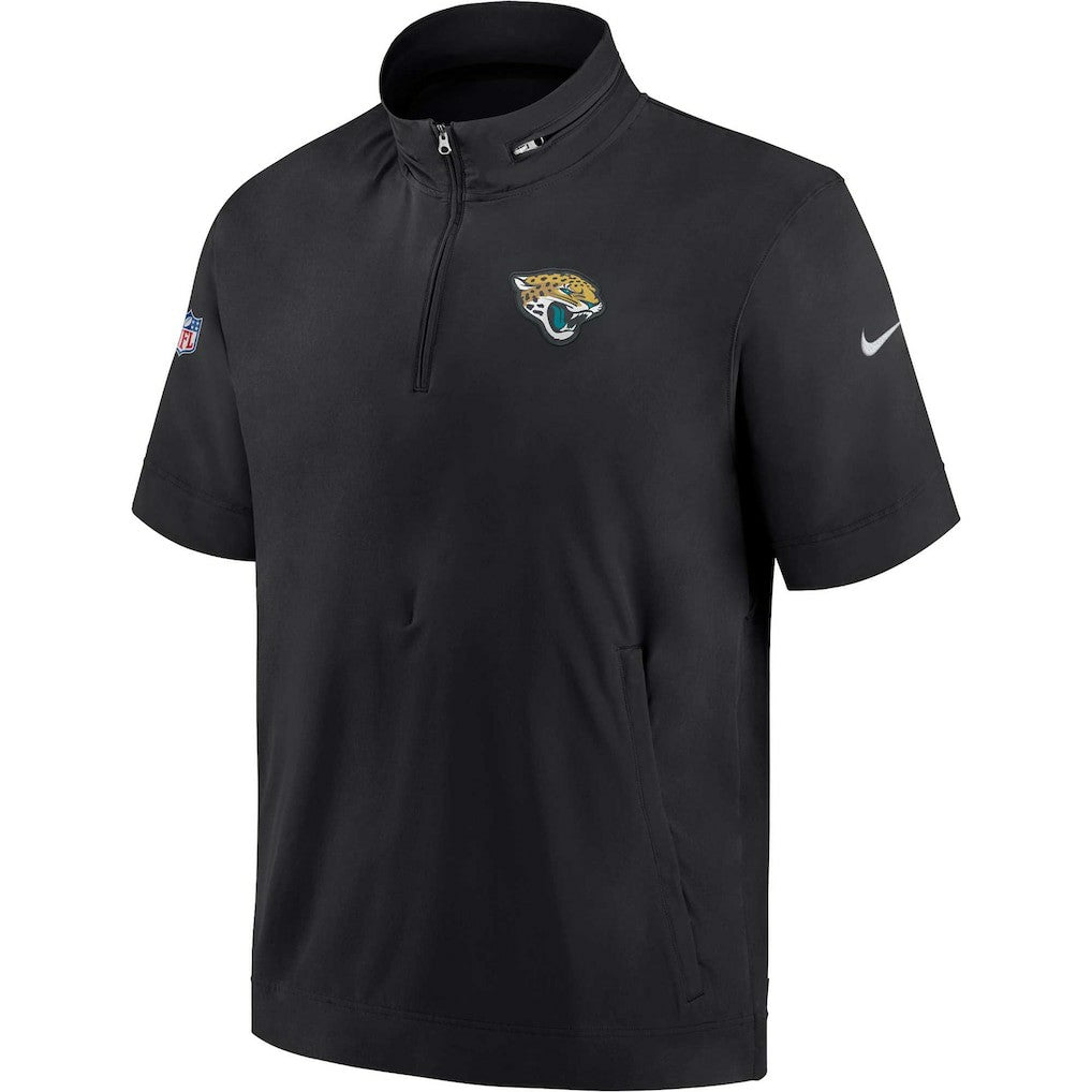 Jacksonville Jaguars Sideline Coach Short Sleeve Hoodie Quarter-Zip Jacket - Black | Nike outlet