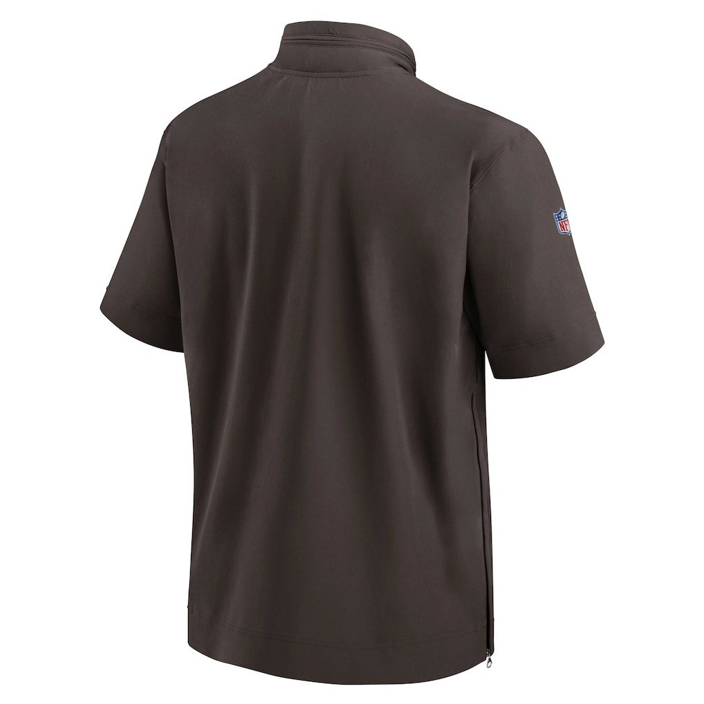 Cleveland Browns Sideline Coach Short Sleeve Hoodie Quarter-Zip Jacket - Brown | Nike cheap