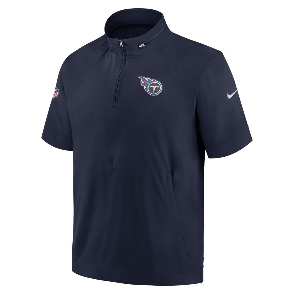 Tennessee Titans Sideline Coach Short Sleeve Hoodie Quarter-Zip Jacket - Navy | Nike for sale