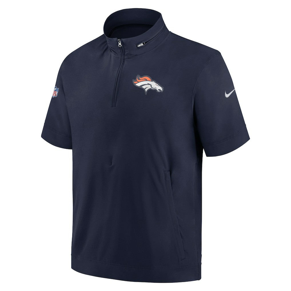 Denver Broncos Sideline Coach Short Sleeve Hoodie Quarter-Zip Jacket - Navy | Nike for sale