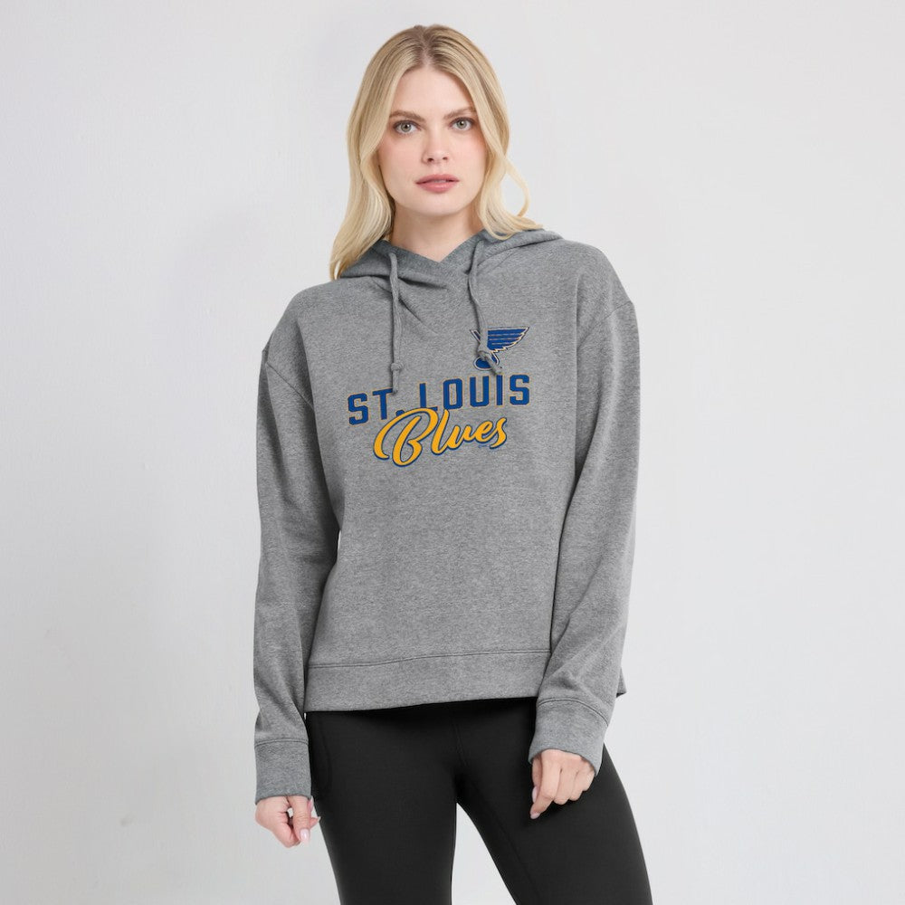 St. Louis Blues Fanatics Women's Script Favorite Pullover Hoodie Heather Gray