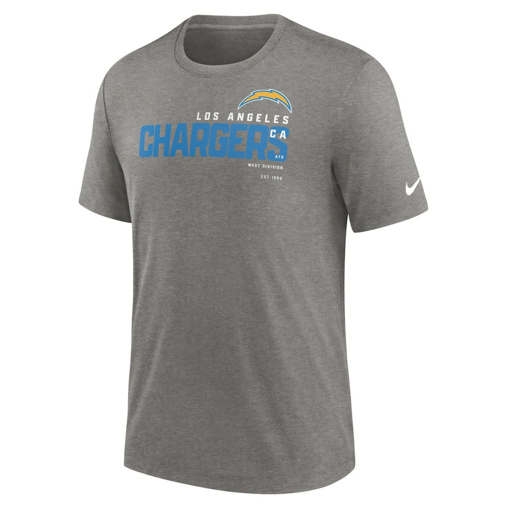 Los Angeles Chargers Team Tri-Blend T-Shirt - Heather Charcoal | Nike online