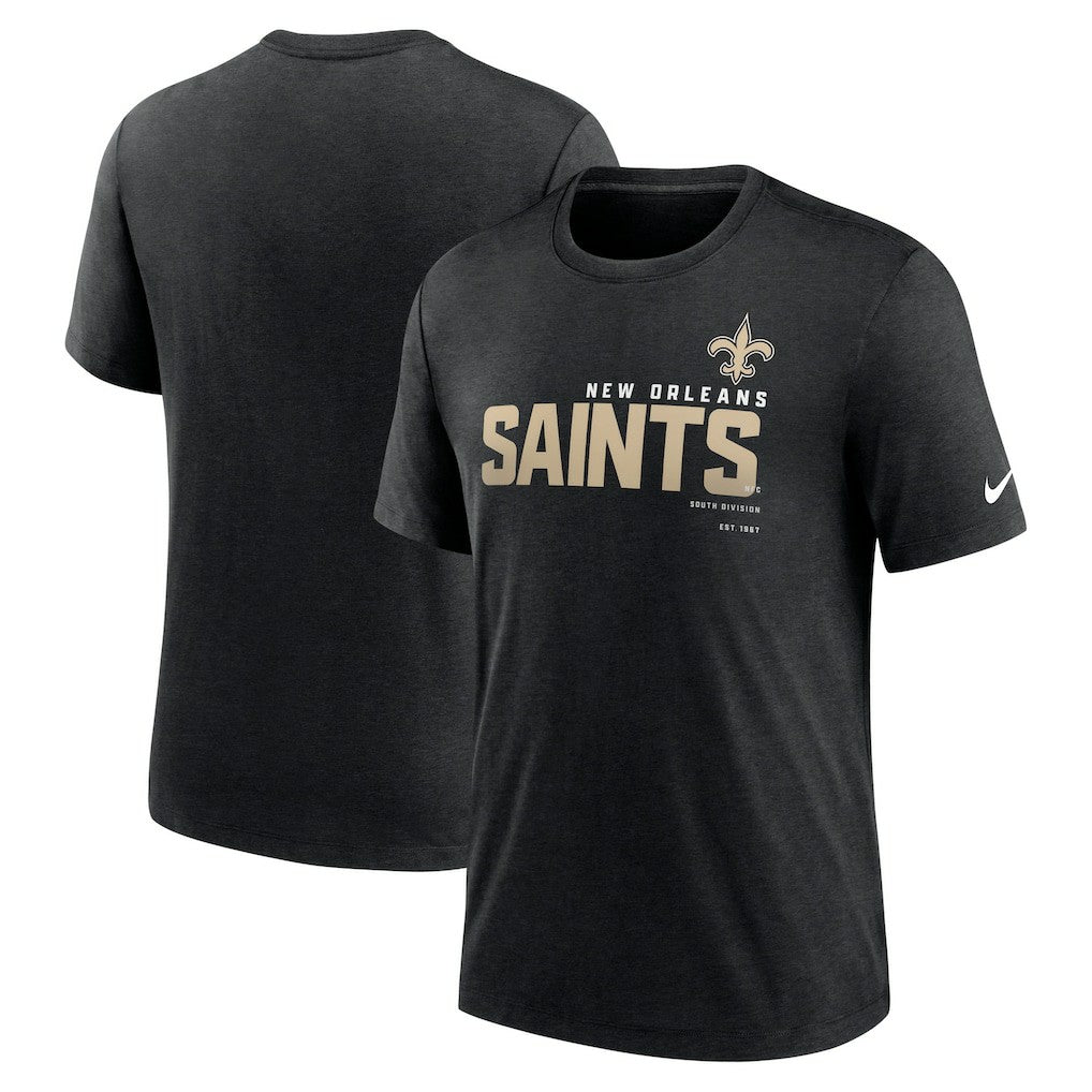 New Orleans Saints Team Tri-Blend T-Shirt - Heather Black | Nike outlet