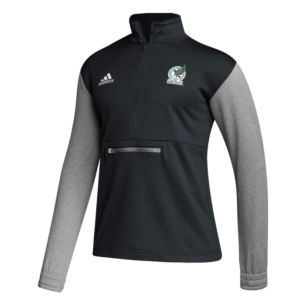 Mexico National Team Crest Long Sleeve Half-Zip Top - Black | Adidas online