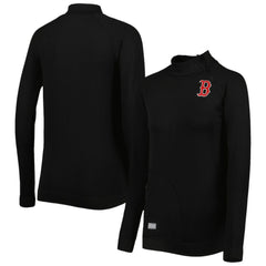 Boston Red Sox Levelwear Women's Verse Asymmetrical Raglan Tri-Blend Quarter-Zip Jacket - Black