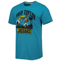 Fred Taylor Jacksonville Jaguars Homage Unisex Caricature Retired Player Tri-Blend T-Shirt - Teal outlet