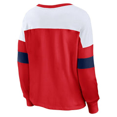 St. Louis Cardinals Women's Even Match Lace-Up Long Sleeve V-Neck T-Shirt - Red/White