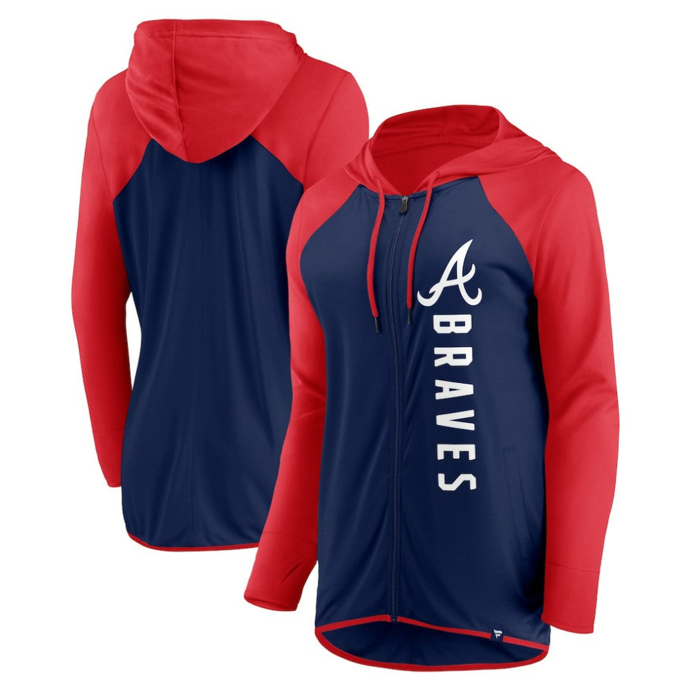 Atlanta Braves Women's Forever Fan Full-Zip Hoodie Jacket - Navy/Red