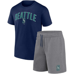 Seattle Mariners Arch T-Shirt & Shorts Combo Set - Navy/Heather Gray