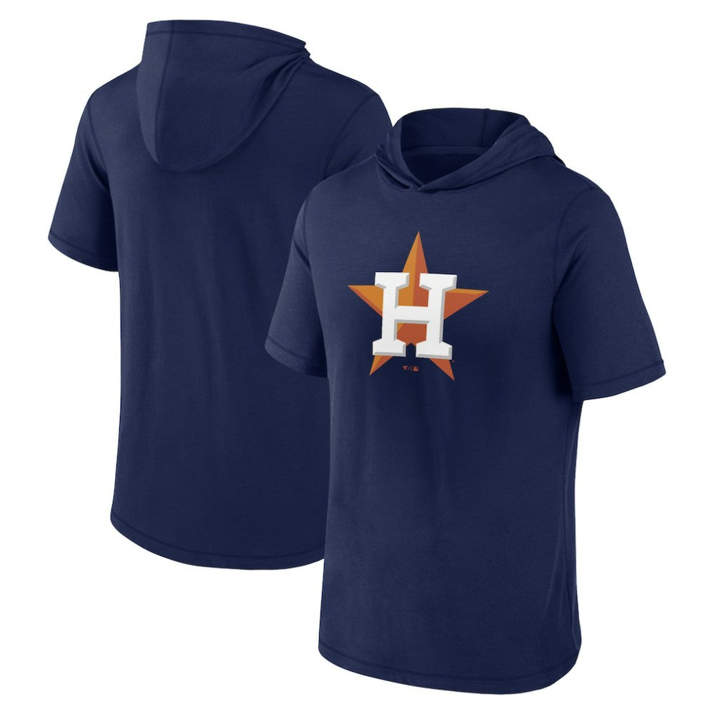 Houston Astros Short Sleeve Hoodie T-Shirt - Navy