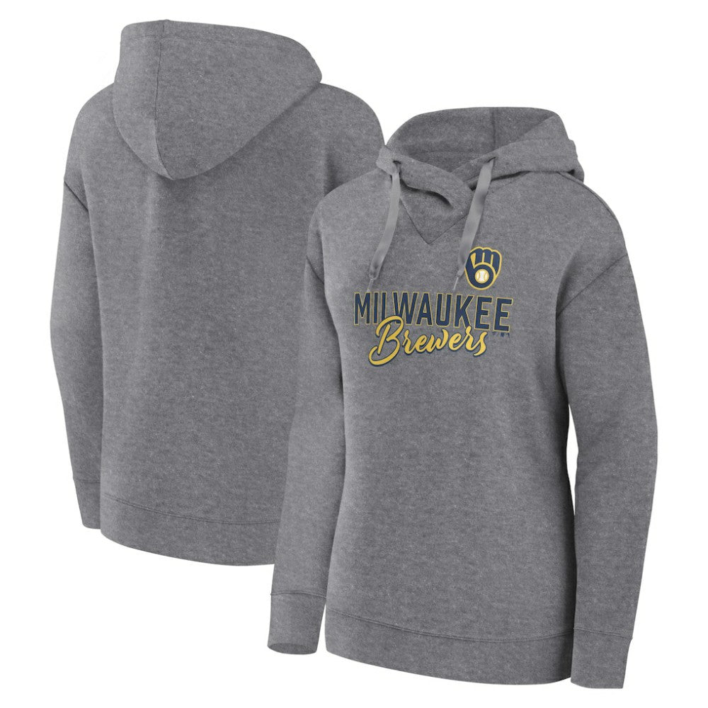 Milwaukee Brewers Women's Script Favorite Lightweight Pullover Hoodie - Heather Gray