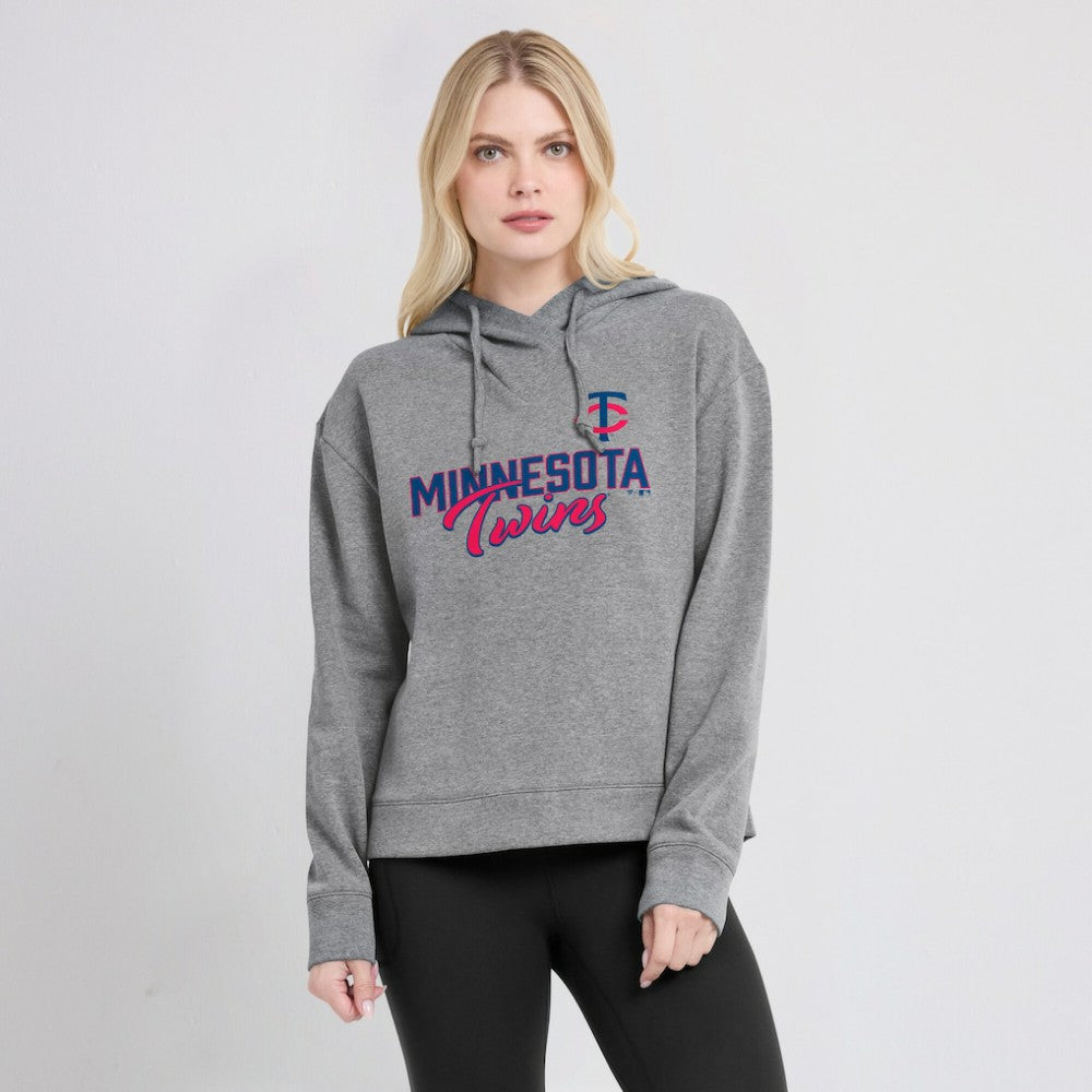Minnesota Twins Women's Script Favorite Lightweight Pullover Hoodie - Heather Gray