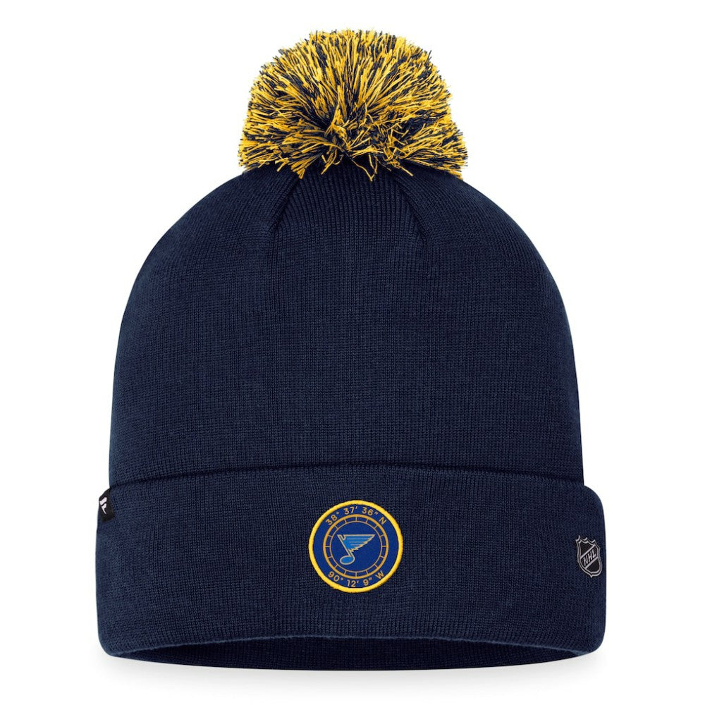 St. Louis Blues Fanatics 2023 NHL Draft Cuffed Knit Hat with Pom Navy