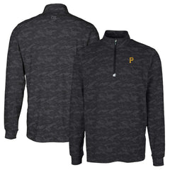 Pittsburgh Pirates Cutter & Buck Big & Tall Traverse Camo Print Stretch Quarter-Zip Pullover Top - Black