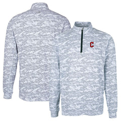 Cleveland Guardians Cutter & Buck Big & Tall Traverse Camo Print Stretch Quarter-Zip Pullover Top - Charcoal