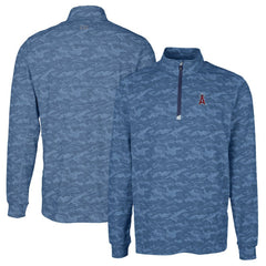Los Angeles Angels Cutter & Buck Big & Tall Traverse Camo Print Stretch Quarter-Zip Pullover Top - Navy