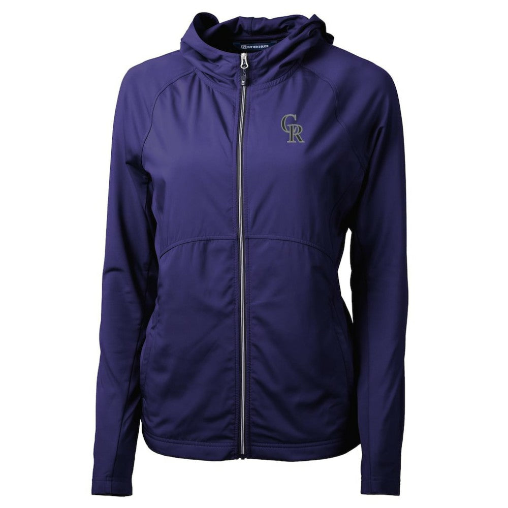 Colorado Rockies Cutter & Buck Women's Adapt Eco Knit Hybrid Recycled Full-Zip Hoodie - Purple