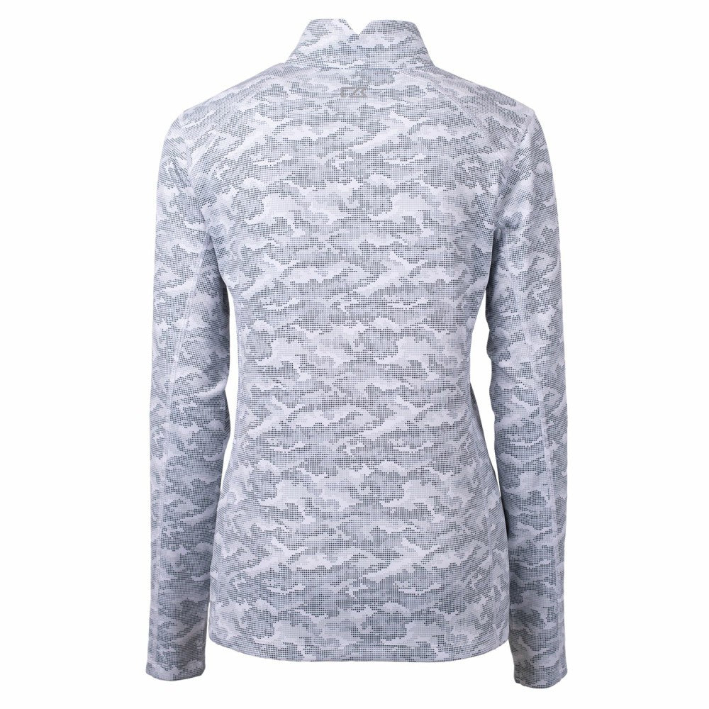 Miami Marlins Cutter & Buck Women's Traverse Camo Print Stretch Quarter-Zip Pullover Top - Charcoal