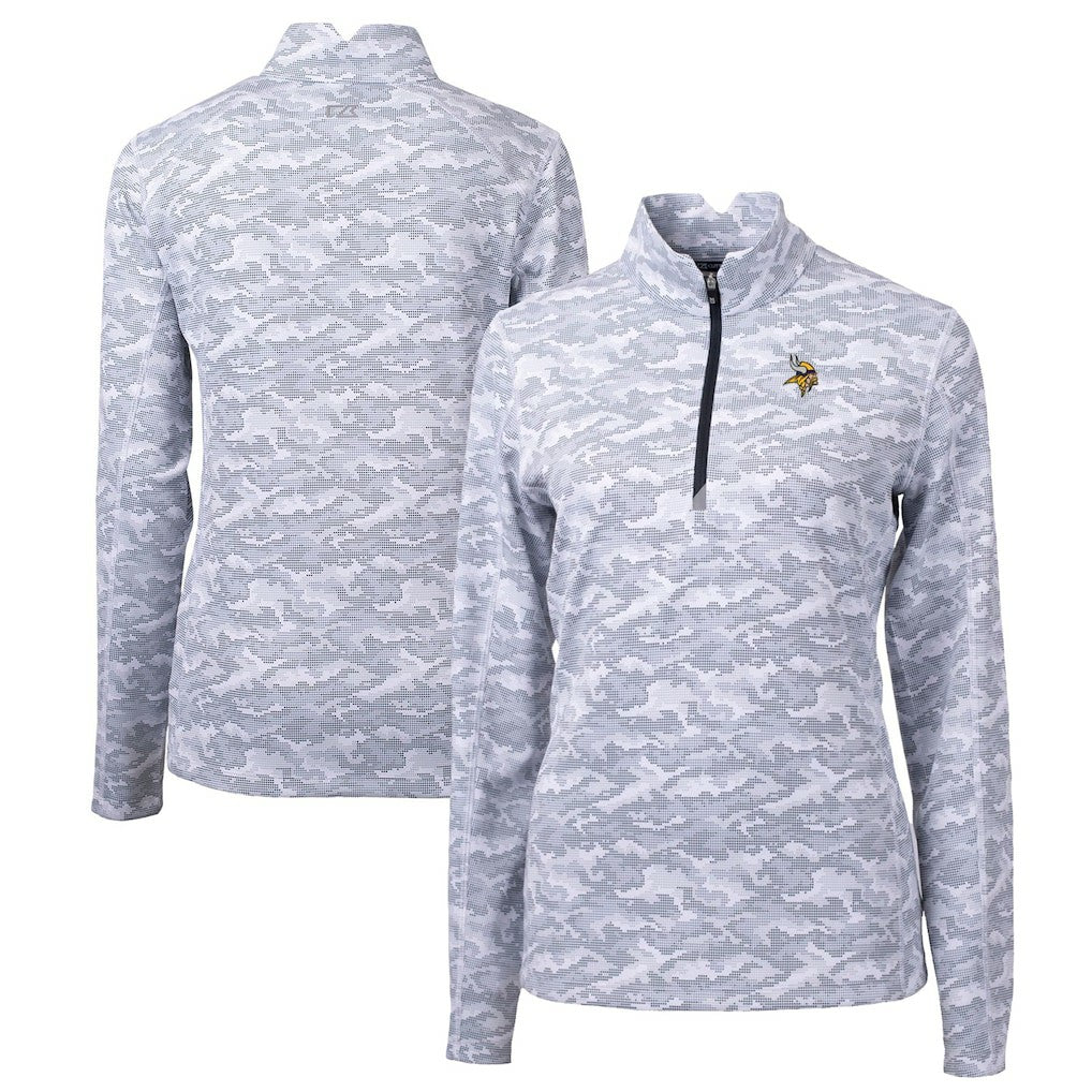 Minnesota Vikings Cutter & Buck Women's Traverse Camo Print Stretch Quarter-Zip Pullover Top - Charcoal discount