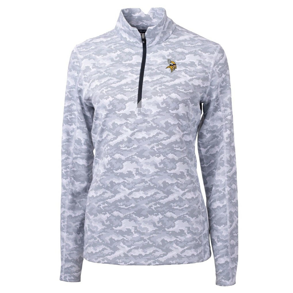 Minnesota Vikings Cutter & Buck Women's Traverse Camo Print Stretch Quarter-Zip Pullover Top - Charcoal discount
