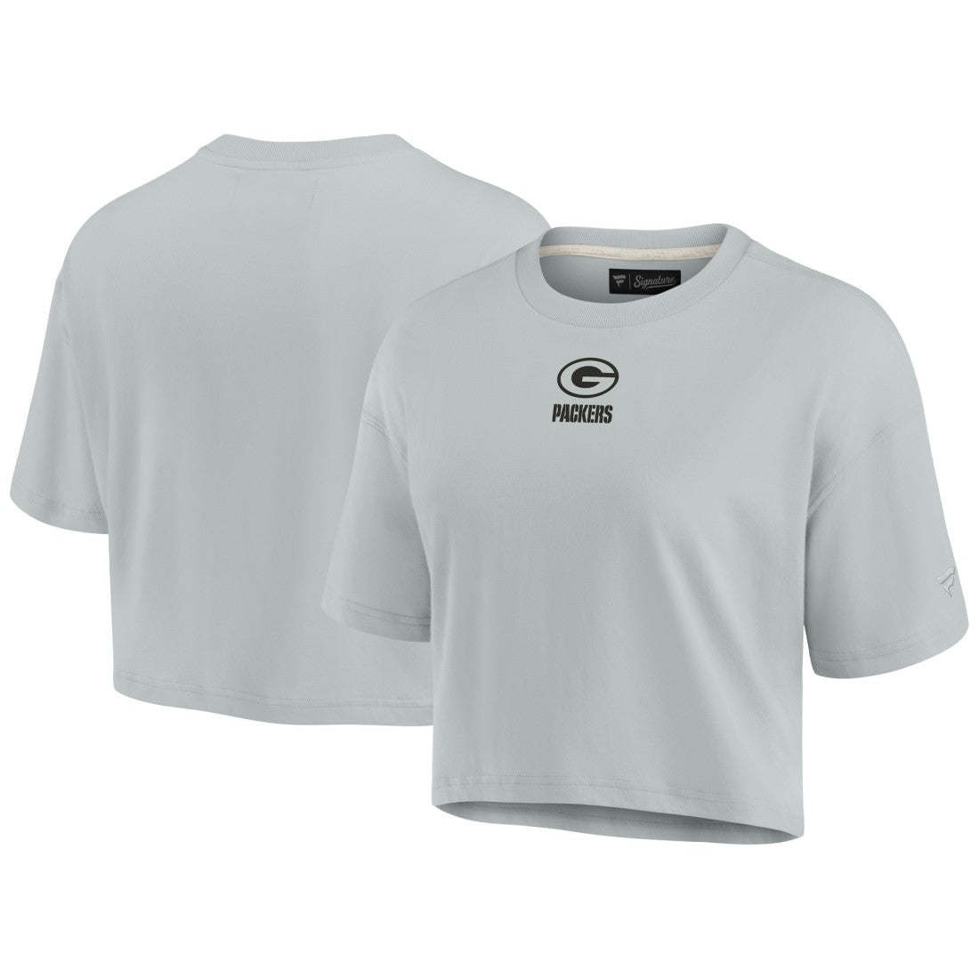 Green Bay Packers Women's Elements Super Soft Boxy Cropped T-Shirt - Gray for sale