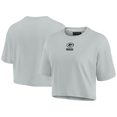 Green Bay Packers Women's Elements Super Soft Boxy Cropped T-Shirt - Gray for sale