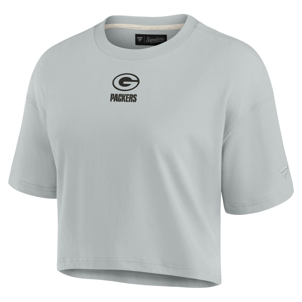 Green Bay Packers Women's Elements Super Soft Boxy Cropped T-Shirt - Gray for sale
