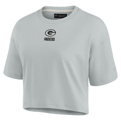 Green Bay Packers Women's Elements Super Soft Boxy Cropped T-Shirt - Gray for sale