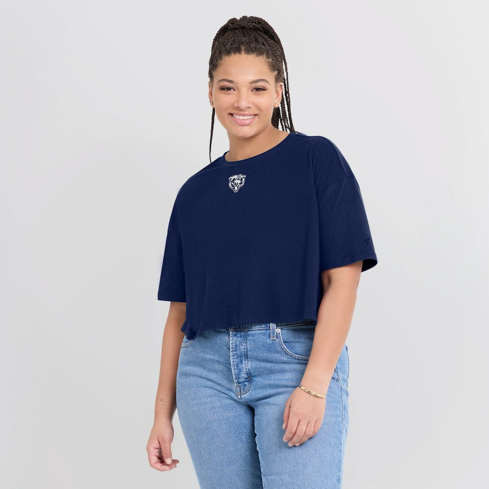 Chicago Bears Women's Elements Super Soft Boxy Cropped T-Shirt - Navy sale