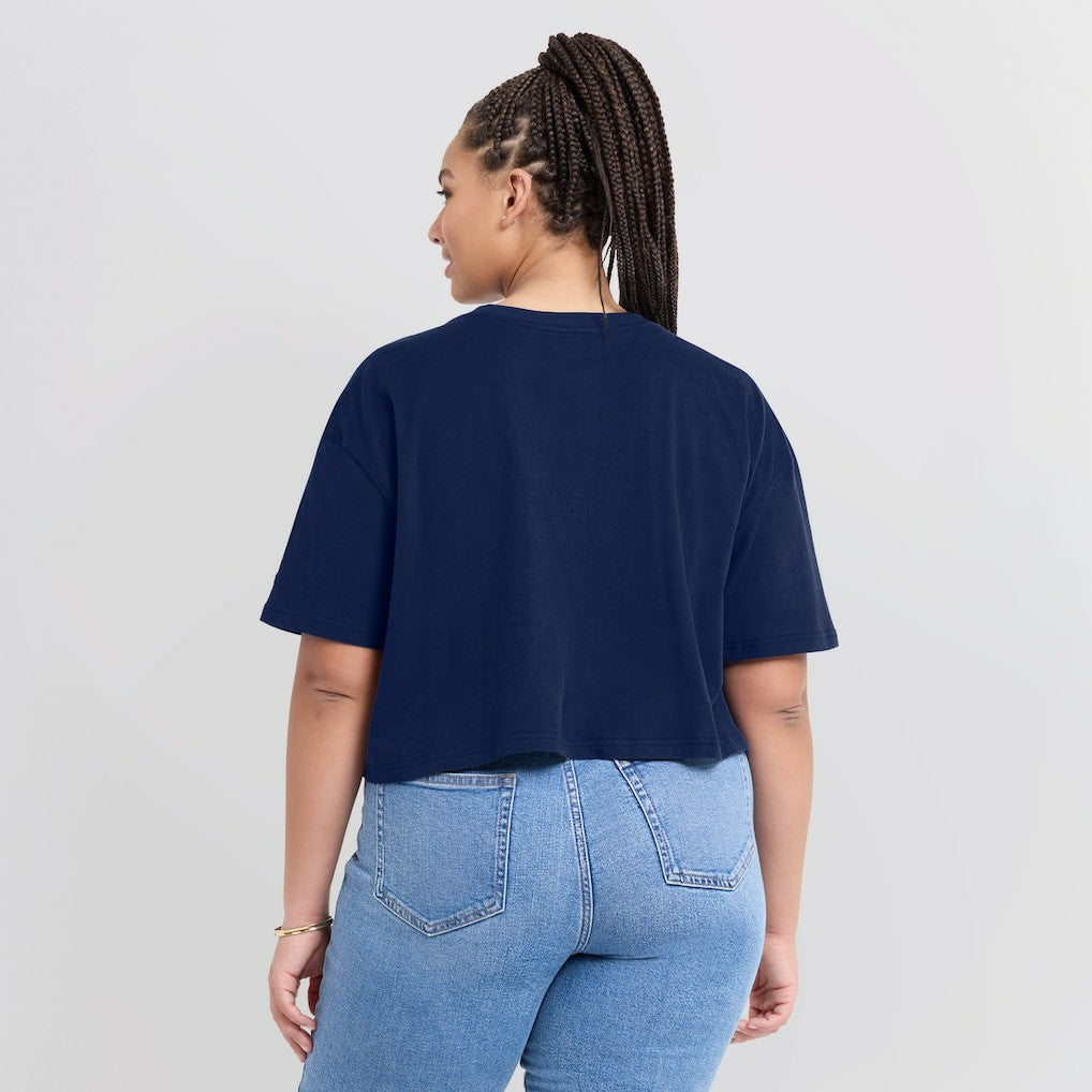 Dallas Cowboys Women's Elements Super Soft Boxy Cropped T-Shirt - Navy on sale