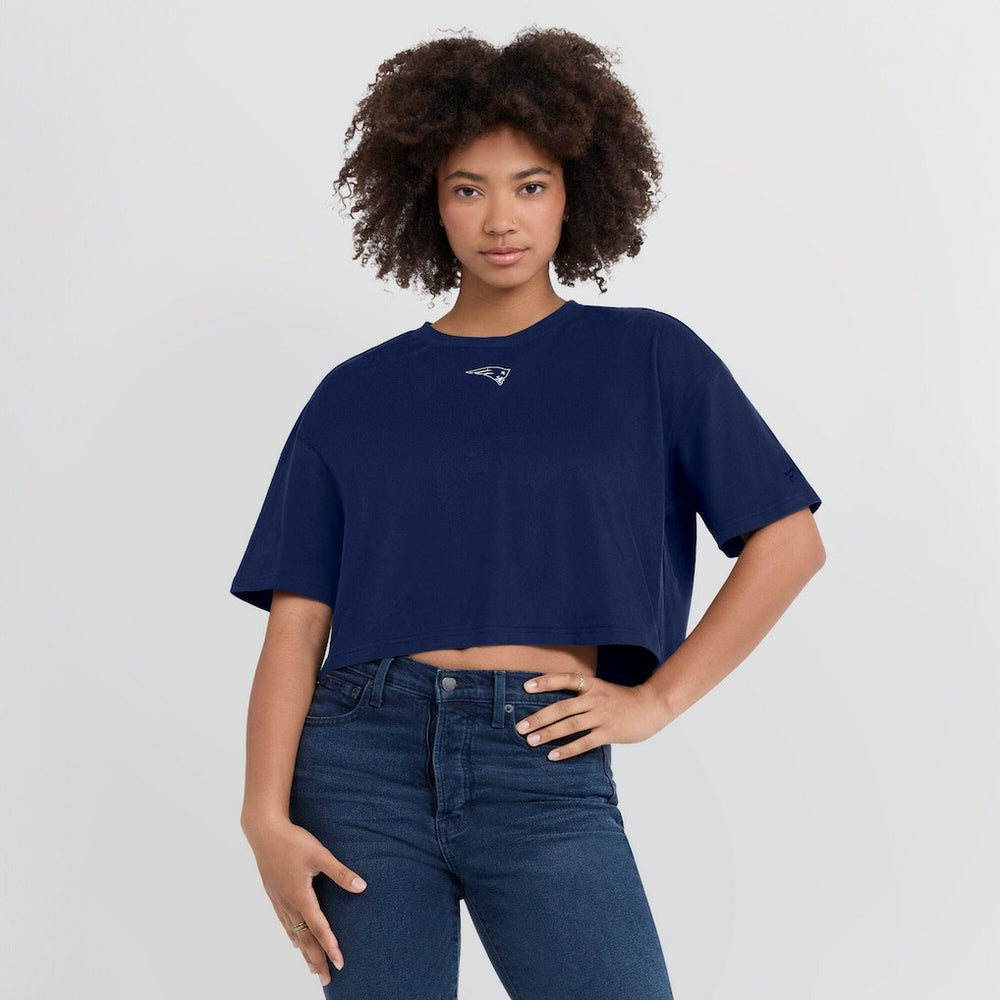 New England Patriots Women's Elements Super Soft Boxy Cropped T-Shirt - Navy online