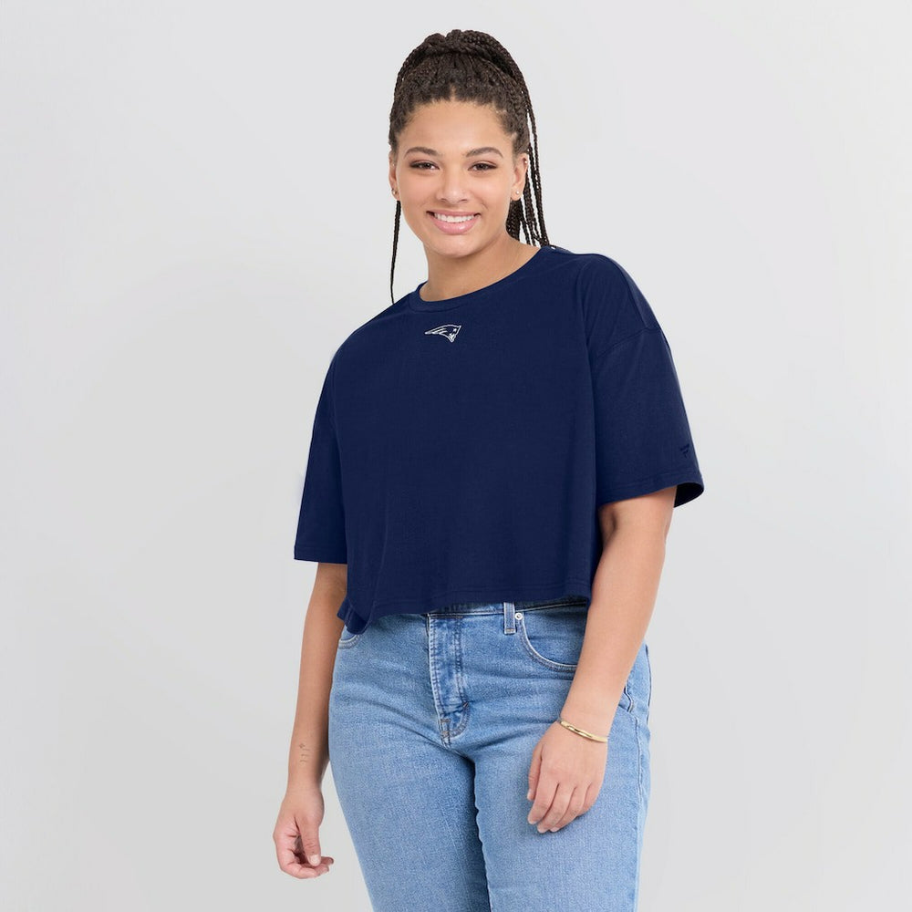New England Patriots Women's Elements Super Soft Boxy Cropped T-Shirt - Navy online
