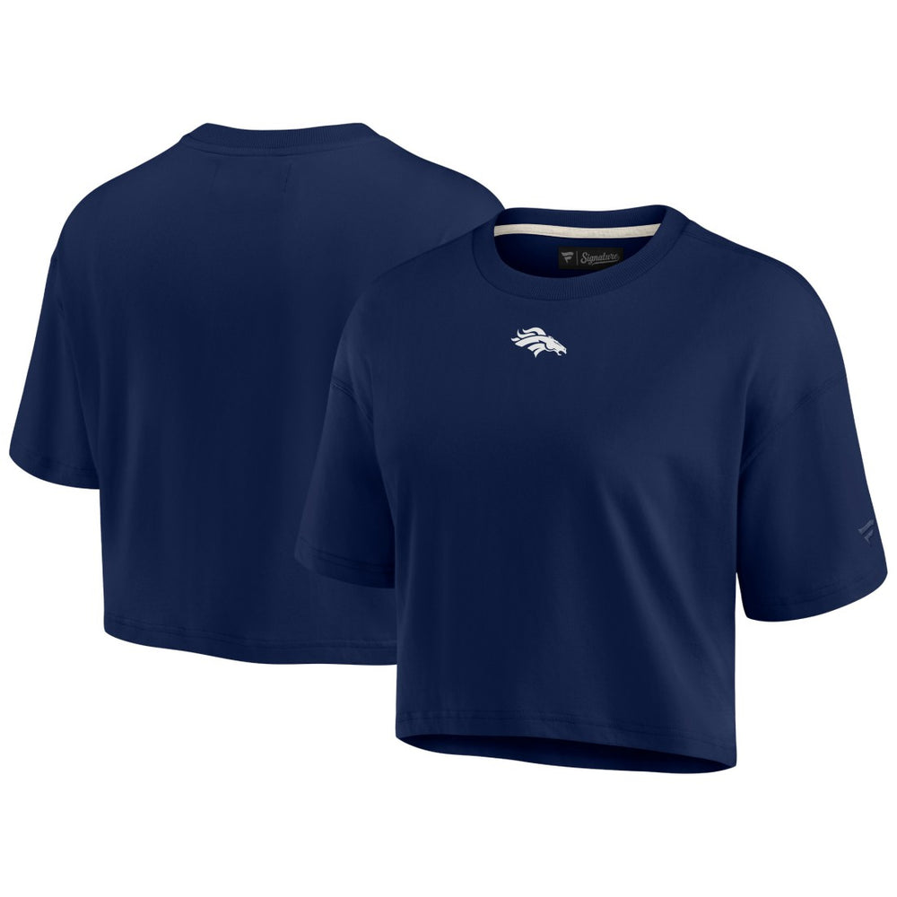 Denver Broncos Women's Elements Super Soft Boxy Cropped T-Shirt - Navy for sale
