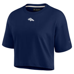 Denver Broncos Women's Elements Super Soft Boxy Cropped T-Shirt - Navy for sale