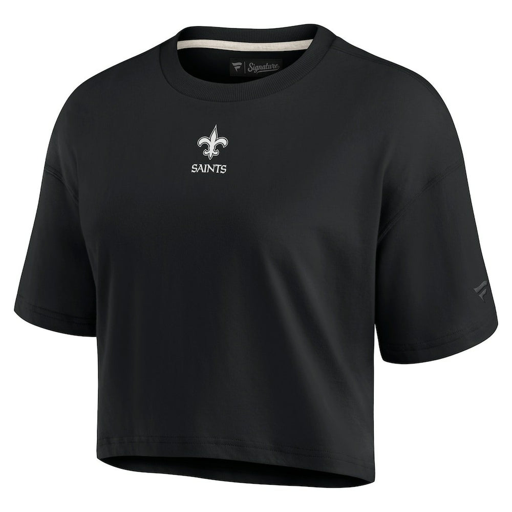 New Orleans Saints Women's Elements Super Soft Boxy Cropped T-Shirt - Black outlet