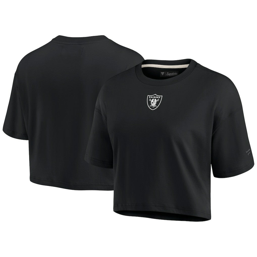 Las Vegas Raiders Women's Elements Super Soft Boxy Cropped T-Shirt - Black discount