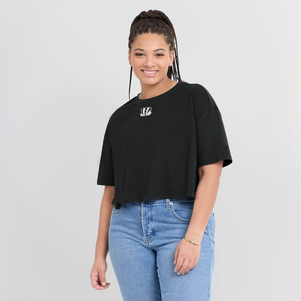 Cincinnati Bengals Women's Elements Super Soft Boxy Cropped T-Shirt - Black online