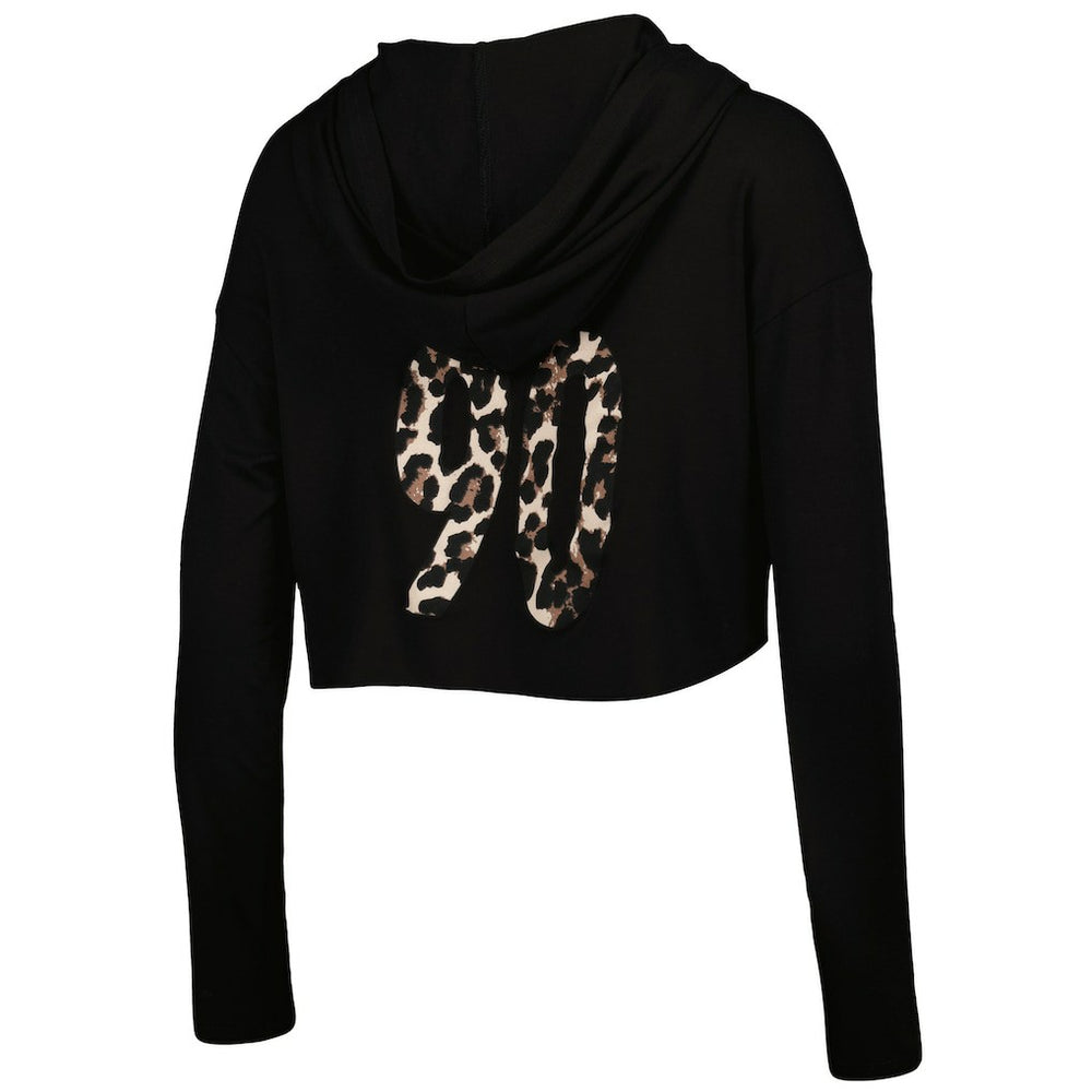 T.J. Watt Pittsburgh Steelers Majestic Threads Women's Leopard Player Name & Number Long Sleeve Cropped Hoodie - Black sale