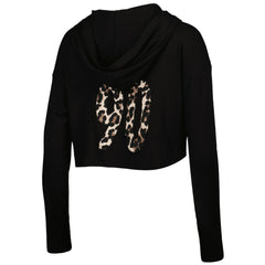 T.J. Watt Pittsburgh Steelers Majestic Threads Women's Leopard Player Name & Number Long Sleeve Cropped Hoodie - Black sale