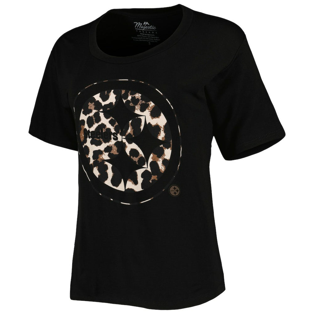 T.J. Watt Pittsburgh Steelers Majestic Threads Women's Leopard Player Name & Number T-Shirt - Black sale