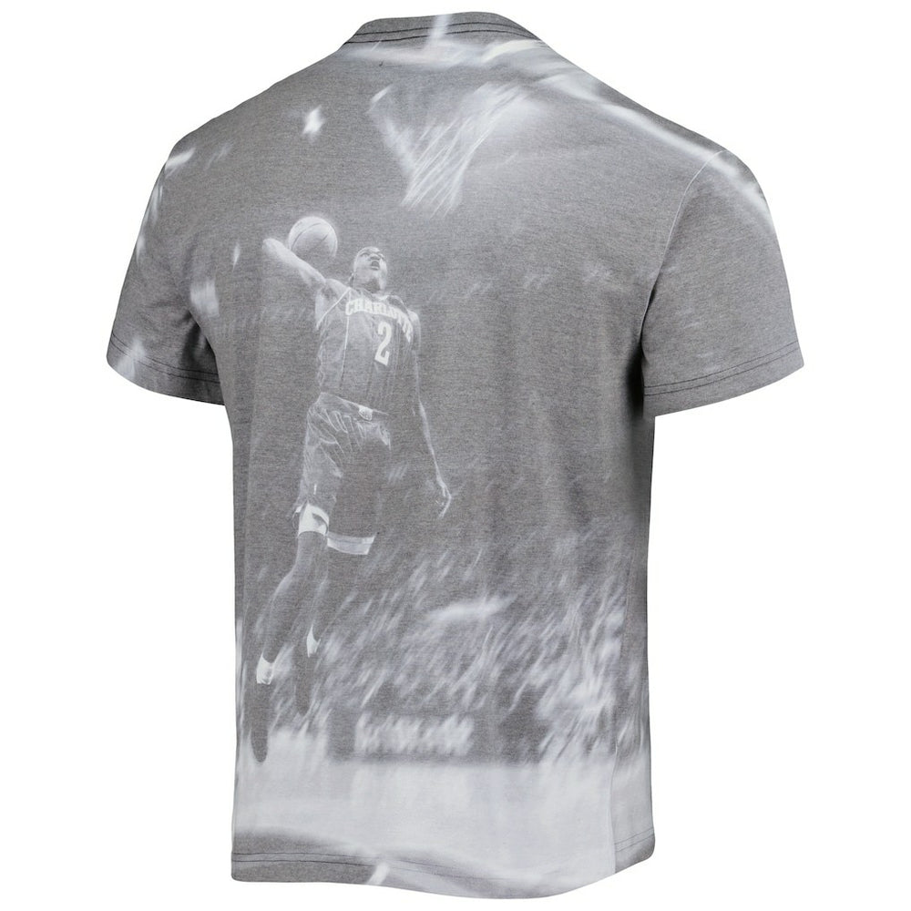 Larry Johnson Charlotte Hornets Above The Rim T-Shirt - Heather Gray | Mitchell & Ness for sale