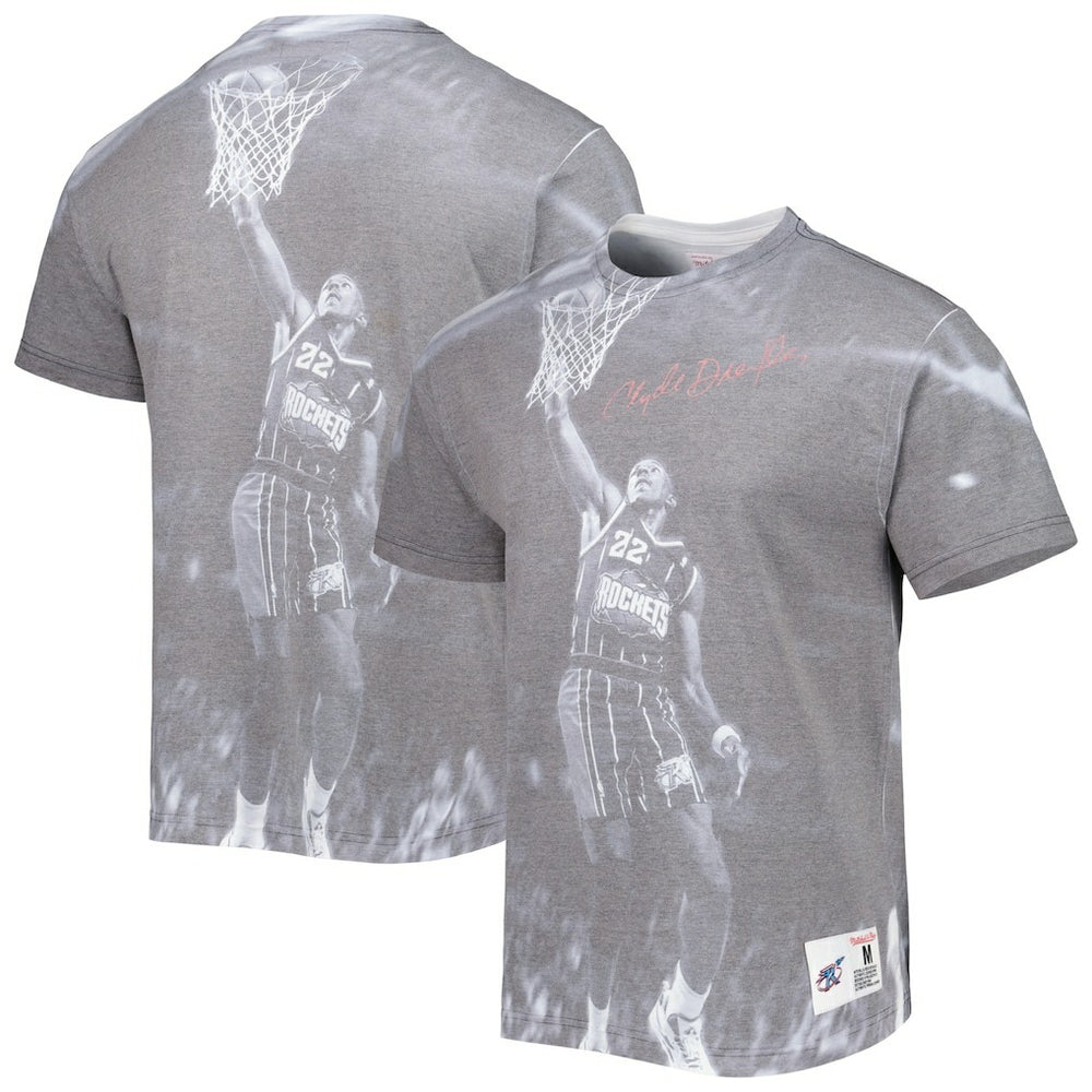 Clyde Drexler Houston Rockets Above The Rim T-Shirt - Heather Gray | Mitchell & Ness on sale