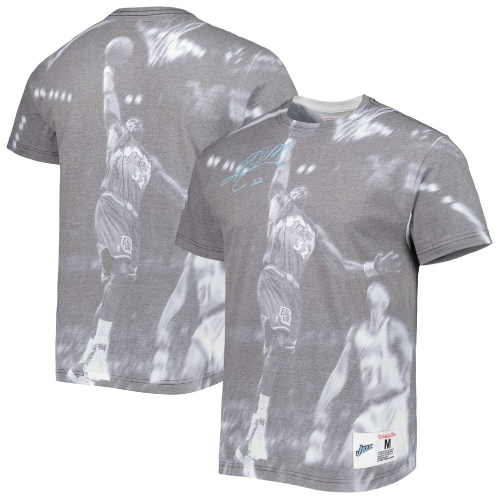 Karl Malone Utah Jazz Above The Rim T-Shirt - Heather Gray | Mitchell & Ness online