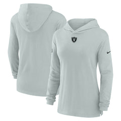 Las Vegas Raiders Women's Sideline Performance Long Sleeve Hoodie T-Shirt - Silver | Nike cheap