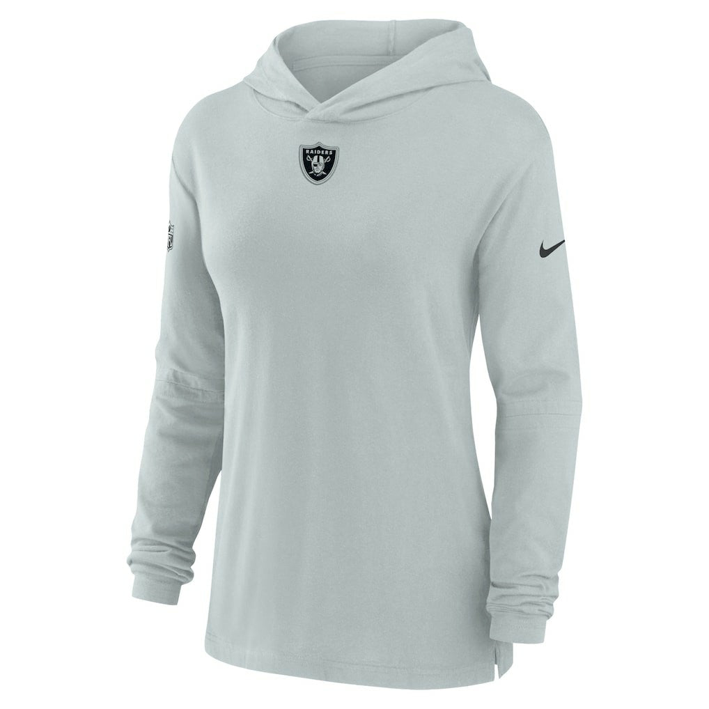 Las Vegas Raiders Women's Sideline Performance Long Sleeve Hoodie T-Shirt - Silver | Nike cheap
