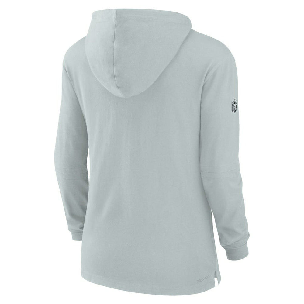Las Vegas Raiders Women's Sideline Performance Long Sleeve Hoodie T-Shirt - Silver | Nike cheap
